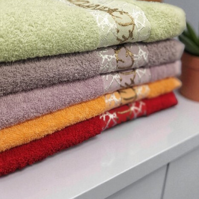 5415 Полотенце махровое 70х135 жаккард пл.420 Домик