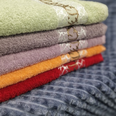 5415 Полотенце махровое 70х135 жаккард пл.420 Домик